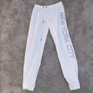 white NYC sweats